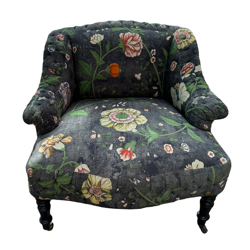 19th Century French Royal Chair in Pierre Frey Le Paravent Chinois Fabric
