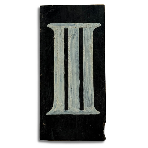 19th-century Hand-Painted Roman Numeral "III" Wood Tile