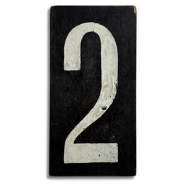 19th-century Hand-Painted Number "2" Wood Tile