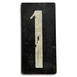 19th-century Hand-Painted Number "1" Wood Tile
