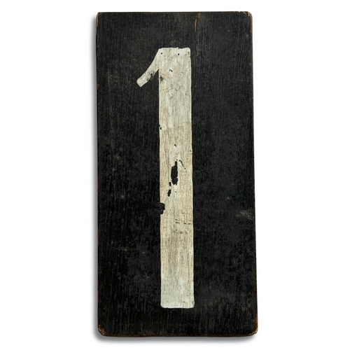 19th-century Hand-Painted Number "1" Wood Tile