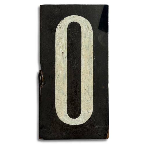 19th-century Hand-Painted "0" Wood Tile