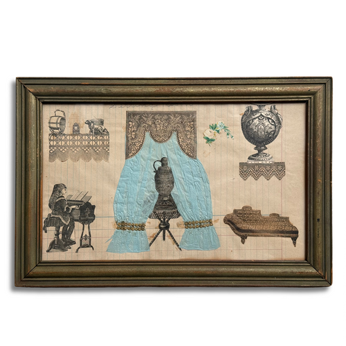 19th-century Framed Victorian Collage Scrapbook Page