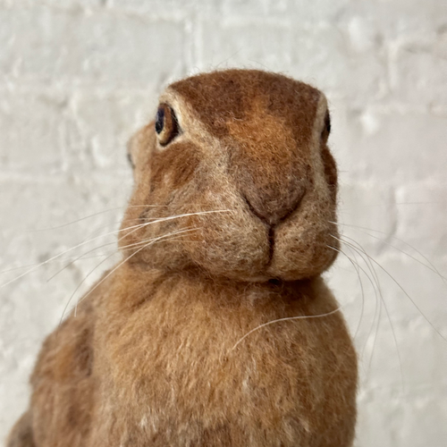 Needle Felted Sitting Brown Rabbit
