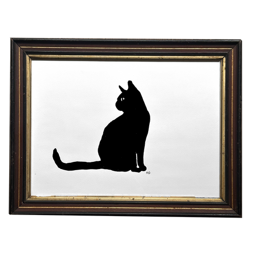 "Black Cat" in an 19th Century Antique Frame