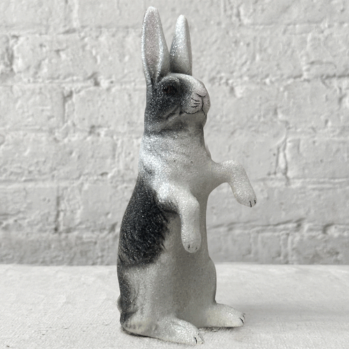 Papier-Mâché Black & White Standing Upright Beaded Bunny