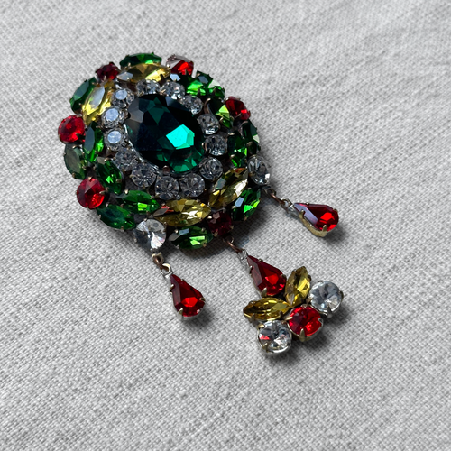 Large No. 7 Glass Crystal Brooch
