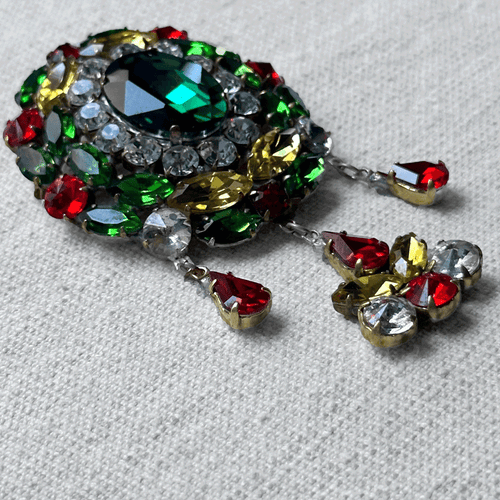 Large No. 7 Glass Crystal Brooch