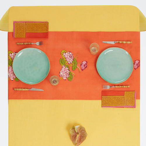Lisa Corti Table Runner in Tea Flower Red Orange 50x150cm