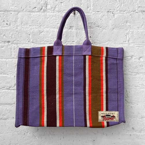 Small Tote Bag N°39 in Stripes Seven Purple