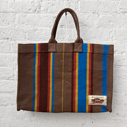 Small Tote Bag N°39 in Stripes Seven Brown Nut