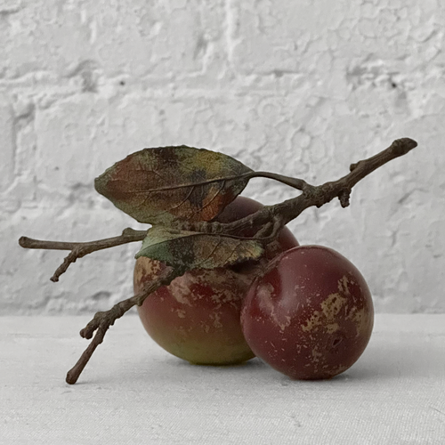 Porcelain Double Tunley Apple with Twig & Two Leaves (PP928)