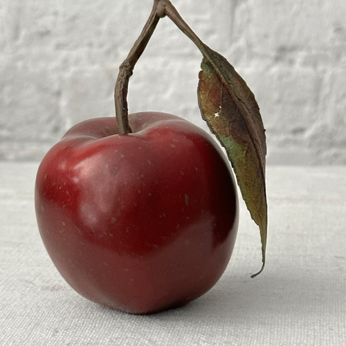 Porcelain Red Apple with Twig and Leaf (PP972)