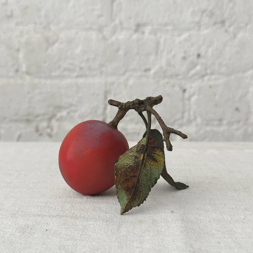 Porcelain Santa Rosa Plum with Twig and Two Leaves (PP08)