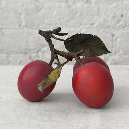 Triple Porcelain Santa Rosa Plum with Twig and Two Leaves (PP09)
