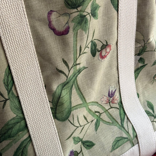 John Derian x Port Canvas Tote in Pierre Frey "Le Paravent Chinois" Large Fabric Tote in Chantilly Cream