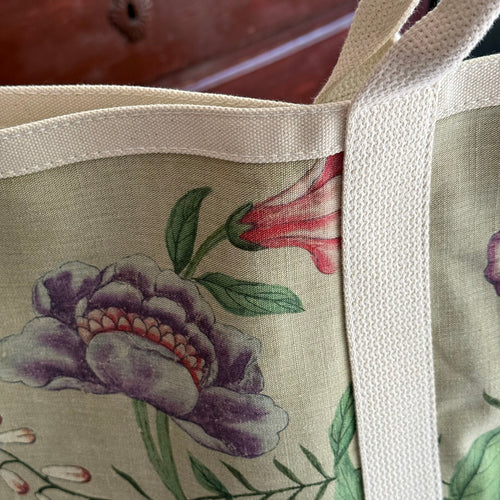 John Derian x Port Canvas Tote in Pierre Frey "Le Paravent Chinois" Large Fabric Tote in Chantilly Cream