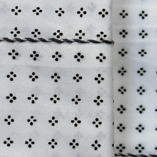 Rasa Block Printed Sheet Set in White Microdots & Charcoal