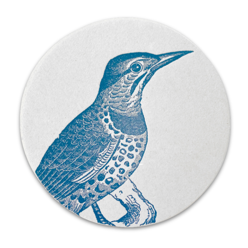 Set of 8 Letterpress Spotted Bird Coasters