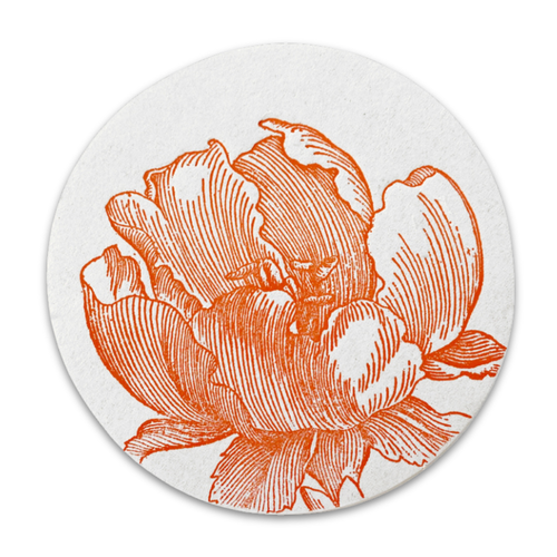 Set of 8 Letterpress Orange Tulip Coasters