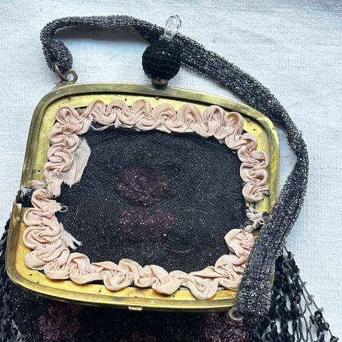 19th Century French Beaded Handbag with Tassels