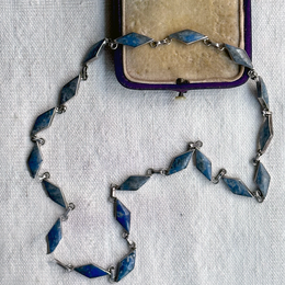 Art Deco Lapis and Sterling Silver Collar Necklace