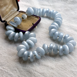 Vintage Mid Century Pale Blue "Moon Glow" Beaded Necklace