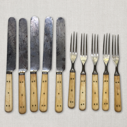 10-Piece Set of 19th Century Bone Handled Cutlery