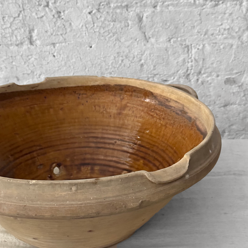 15.5" Round 19th Century French Ceramic Glazed Confit Bowl (CV22)