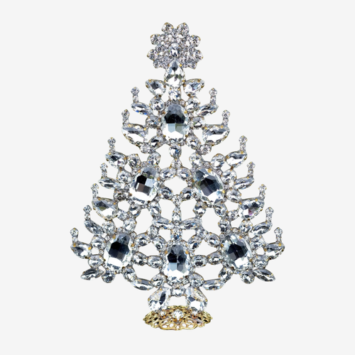 Small Clear Rhinestone Crystal Christmas Tree