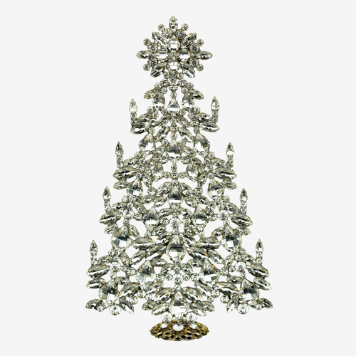 Clear Rhinestone Crystal Intricate Christmas Tree