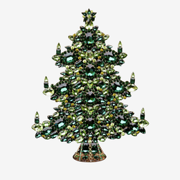 Rhinestone Crystal Winter Christmas Tree in Green