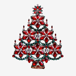 Rhinestone Crystal Snowflakes Christmas Tree in Red and Green