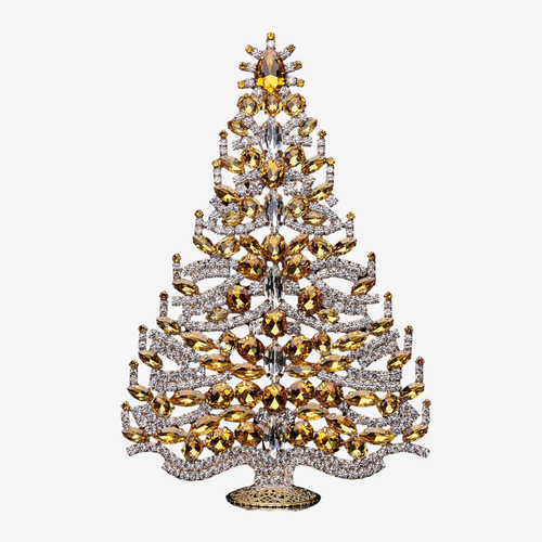 Yellow Rhinestone Crystal Pinnacle Christmas Tree