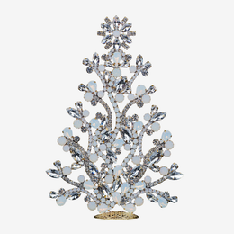 Clear and Opal Rhinestone Crystal Floral Fantasy Christmas Tree