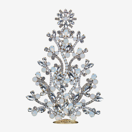 Clear and Opal Rhinestone Crystal Floral Fantasy Christmas Tree