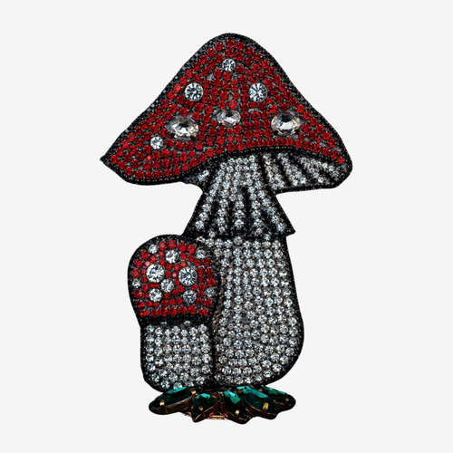 Rhinestone Crystal Red & White Mushroom Duo