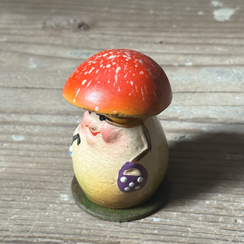 Small Papier-Mâché Red Mushroom Candy Box