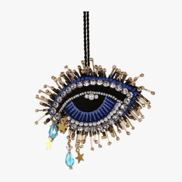 Beaded Eye with Blue and Gold Charms Ornament