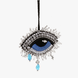 Beaded Eye with Blue and Silver Charms Ornament