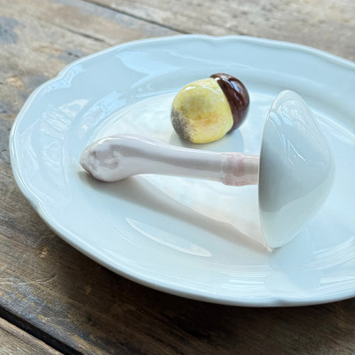Trompe L'oeil Mushroom Plate with Waved Rim