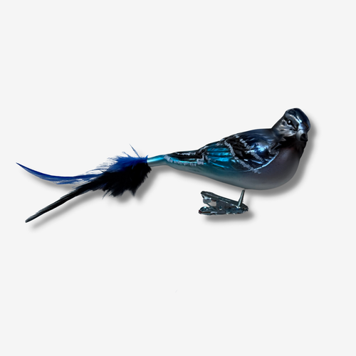 Blue Feather Tailed Clip-on Bird Ornament