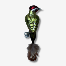 Feather Tailed Green Clip-on Wood Pecker Ornament