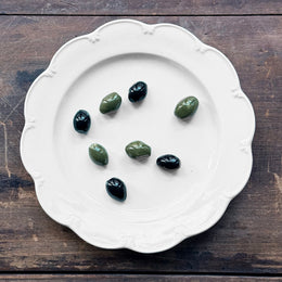 Trompe L'oeil Olives Plate with Scalloped Rim