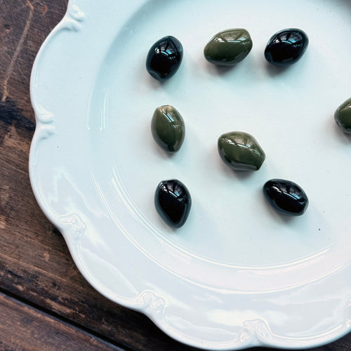 Trompe L'oeil Olives Plate with Scalloped Rim