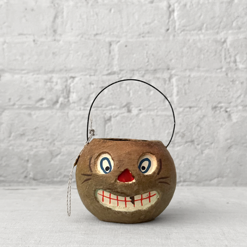 Small Halloween Lantern Candy Bucket in Brown with Triangle Nose