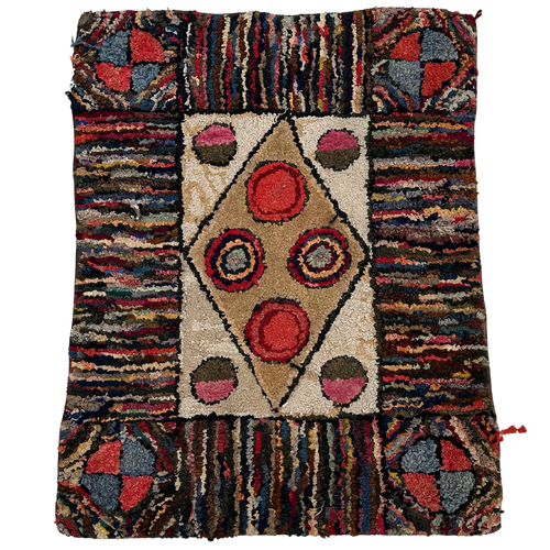 3’10”x 2’11” Decorative Vintage Rag Rug #3