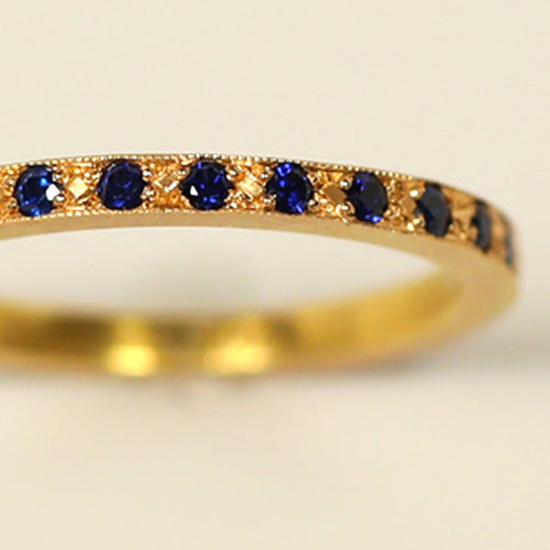 Milgrain Pavé Sapphire Band