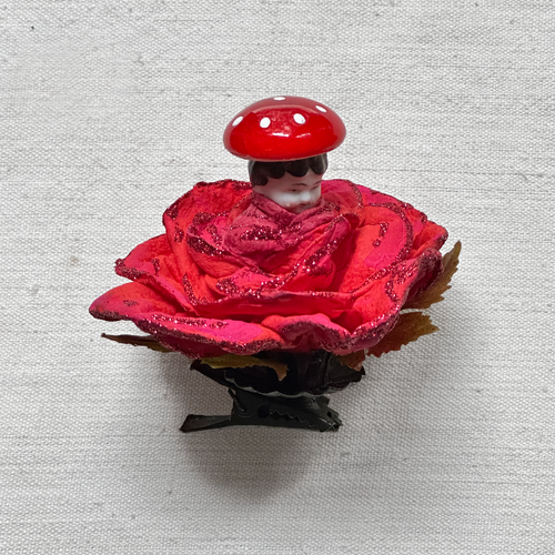 Nostalgic Cotton Rose Girl with Porcelain Head Ornament