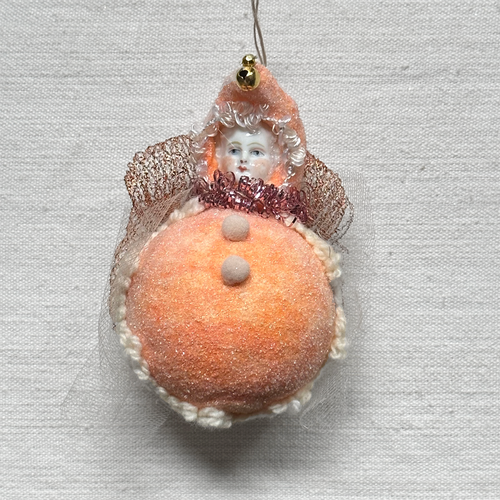 Nostalgic Cotton Baby Ball with Porcelain Head Ornament